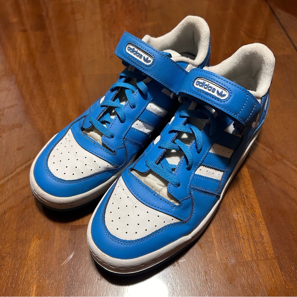 Adidas Forum Low Men’s Shoes US 11.5 Pulse Blue and White Leather Court Sneakers
